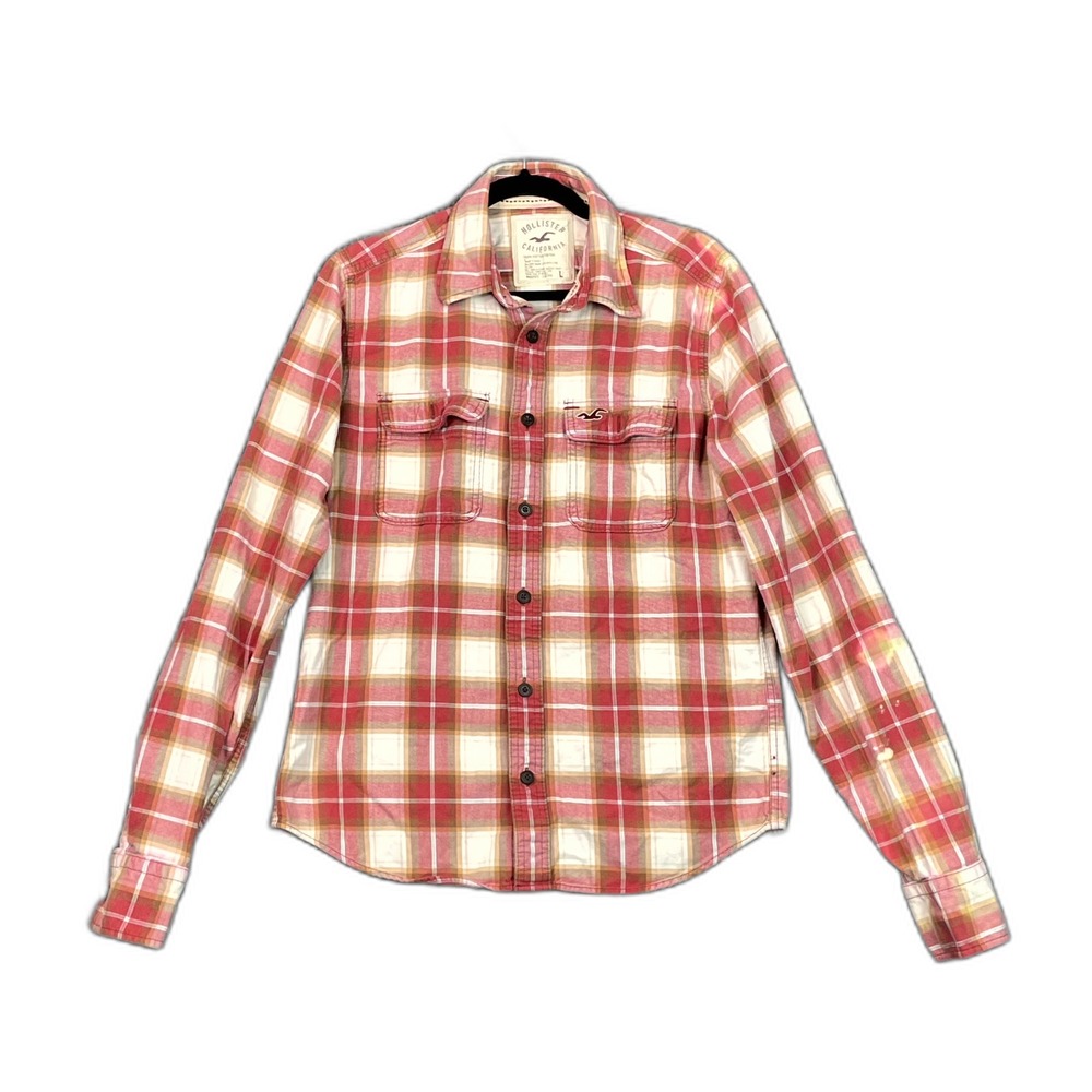Hollister Flannel Shirt Mens Large Plaid Cotton Long Sleeve Button Up Streetwear